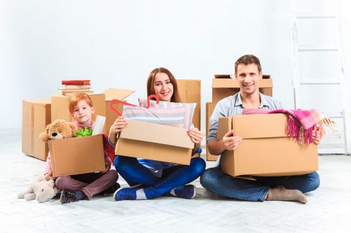 Prepared furniture and boxes ready for man with van removal